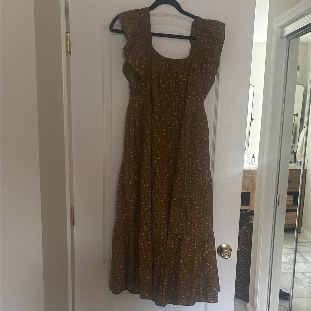 Madewell Brown Maxi Dress with White Dots